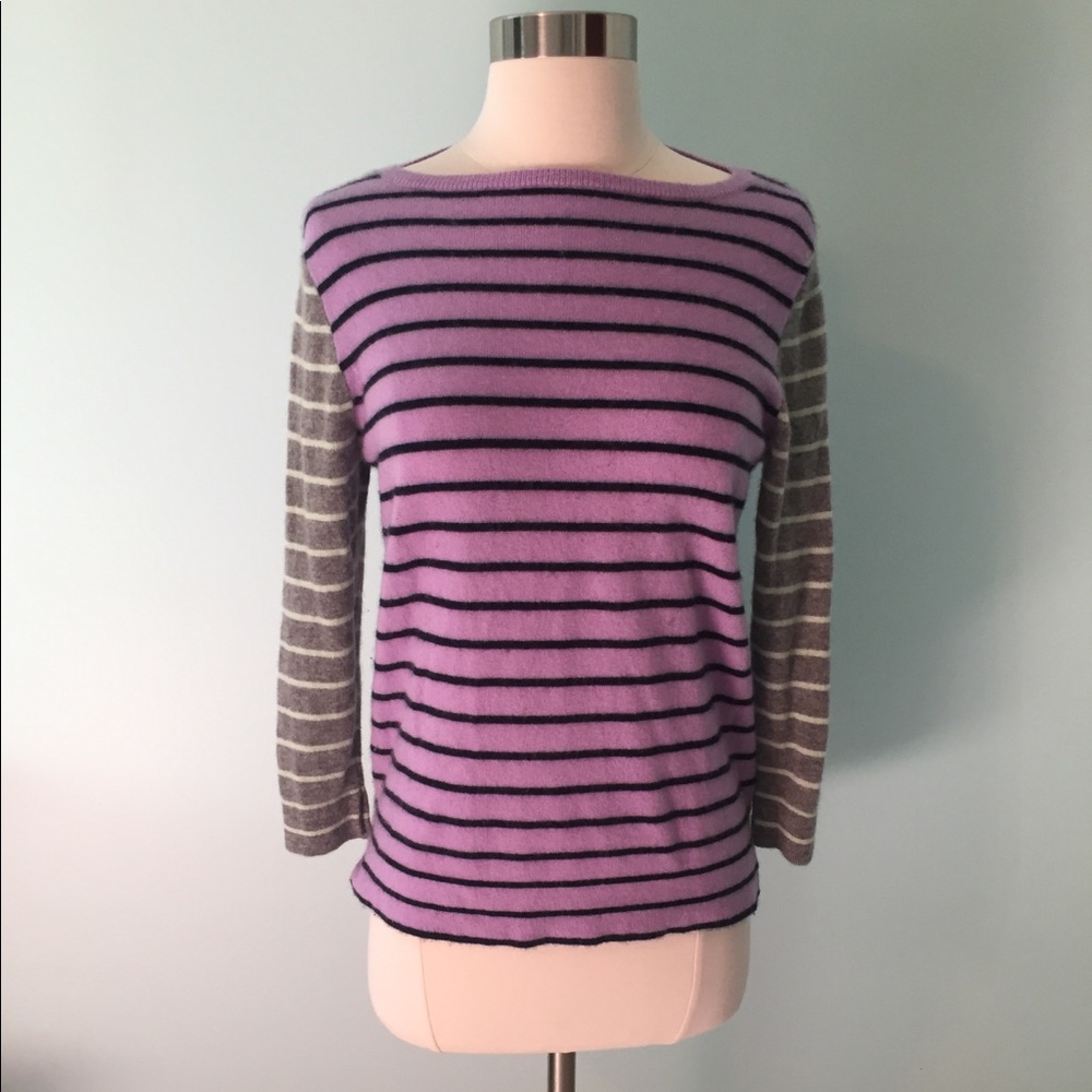 J Crew striped cashmere sweater, size small